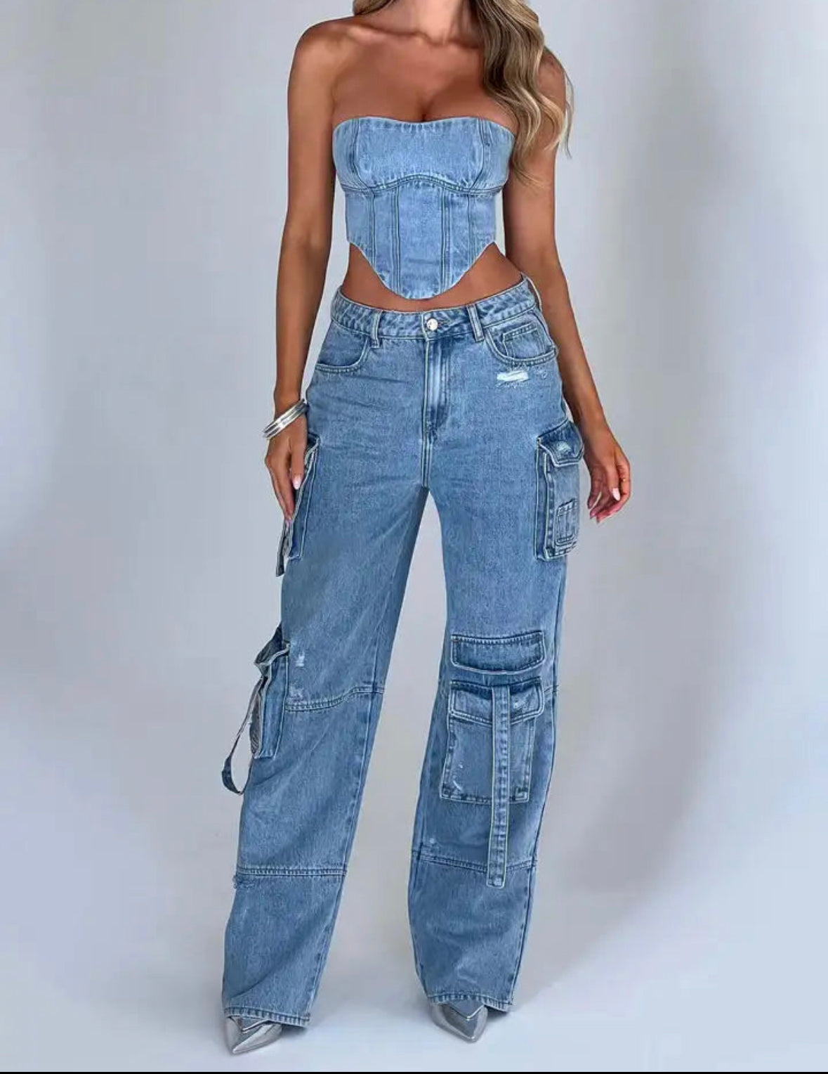 Black Denim Cargo Jeans