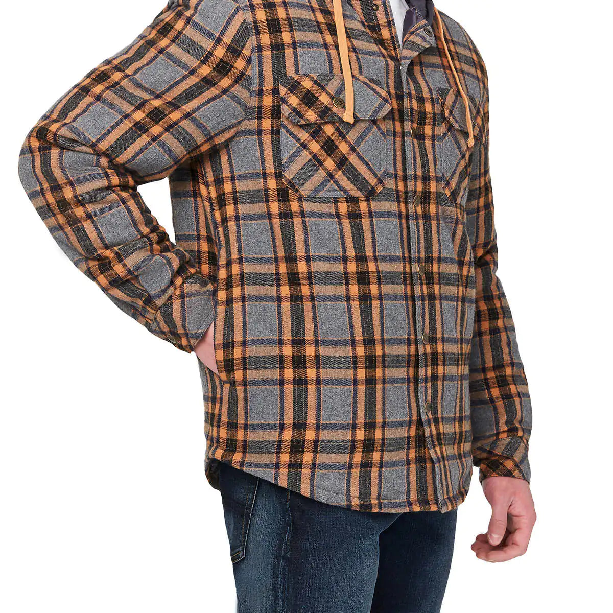 Premium Plaid Shirt Jacket with Hood