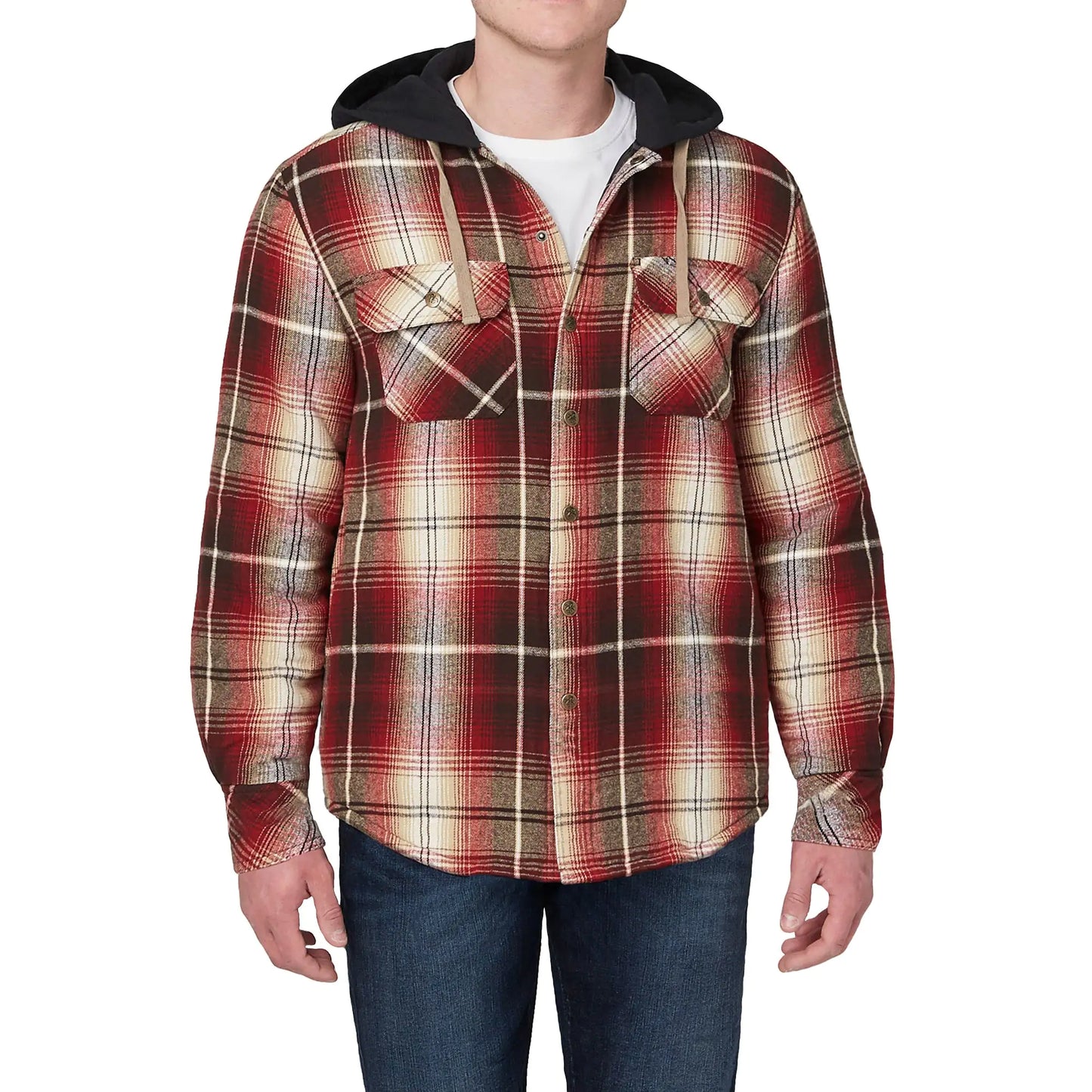 Premium Plaid Shirt Jacket with Hood