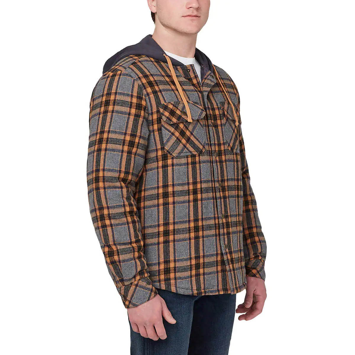 Premium Plaid Shirt Jacket with Hood