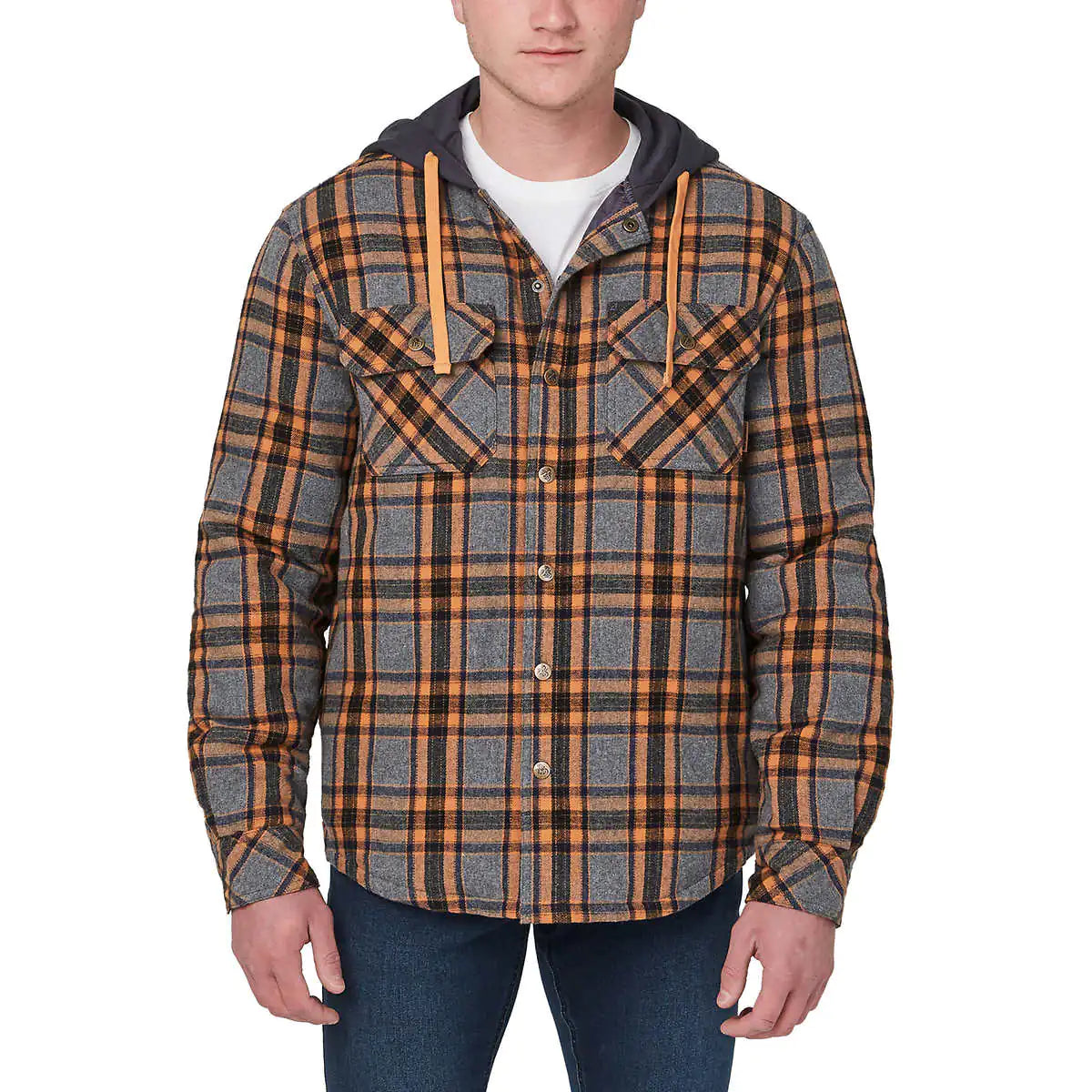 Premium Plaid Shirt Jacket with Hood