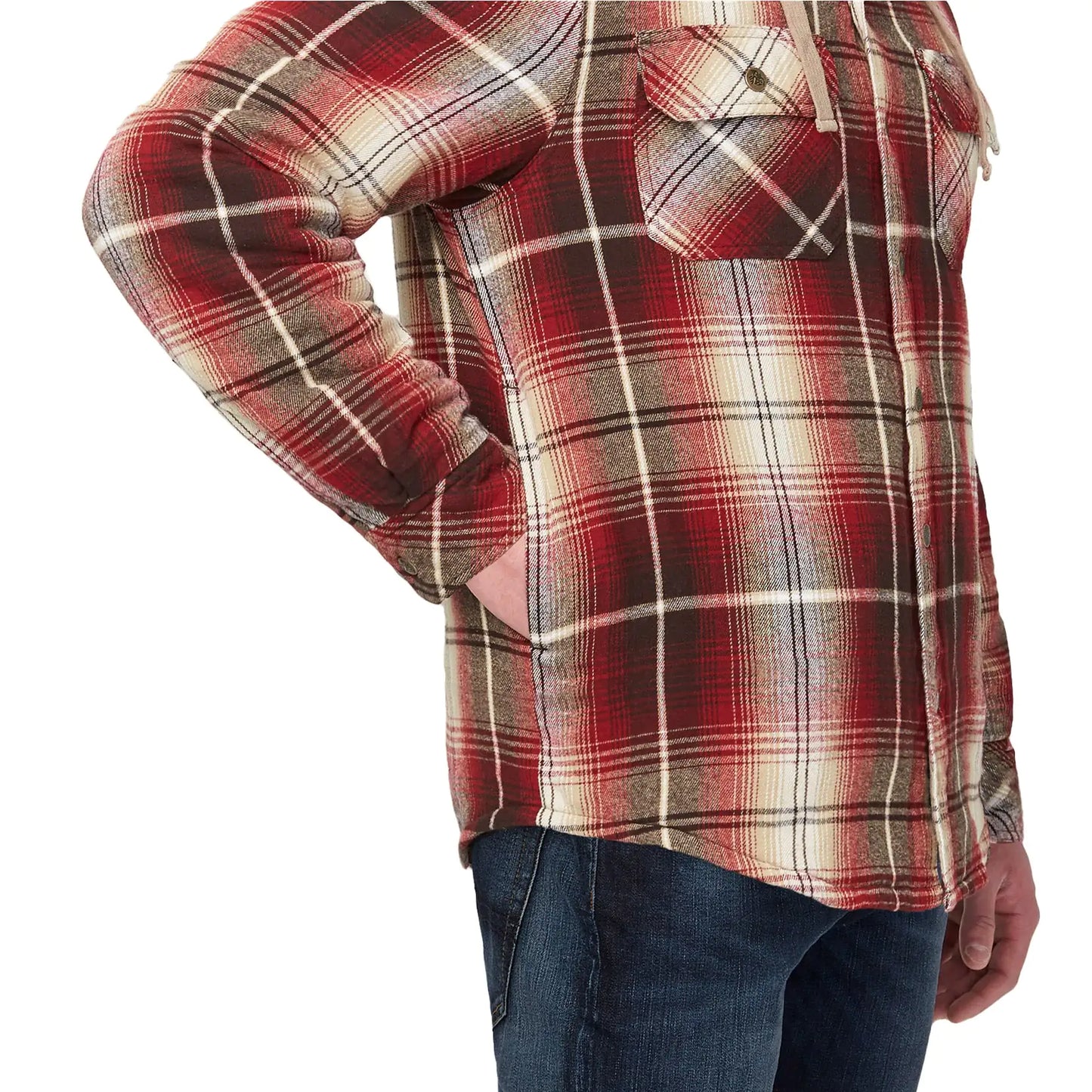 Premium Plaid Shirt Jacket with Hood