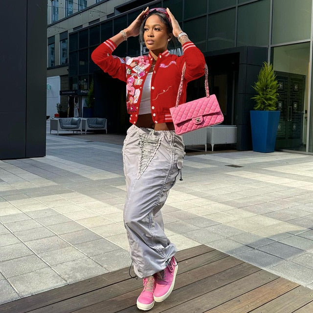 Pink Patch Varsity Jacket