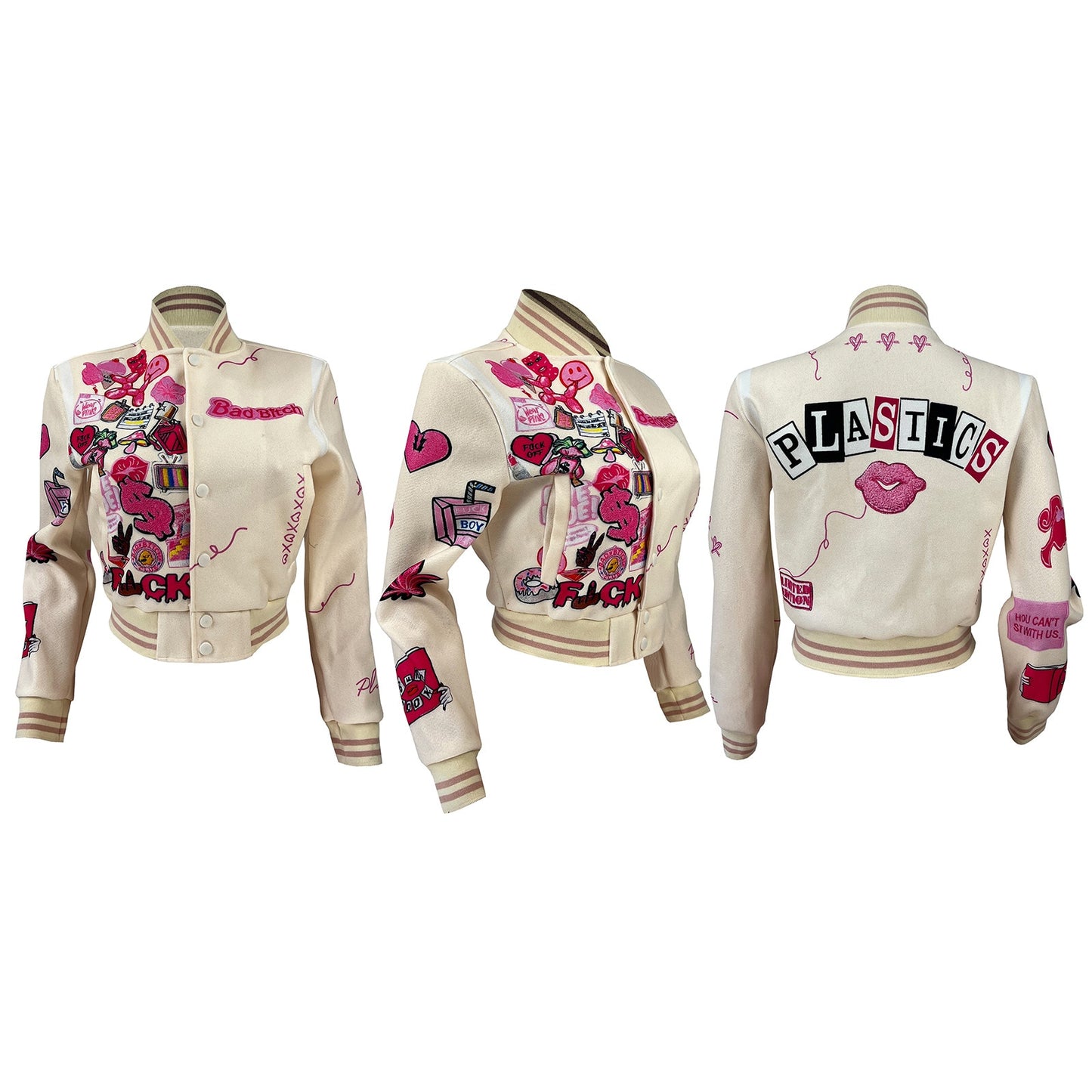 Pink Patch Varsity Jacket
