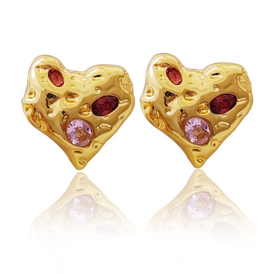 Irregular Heart Stud Earrings see