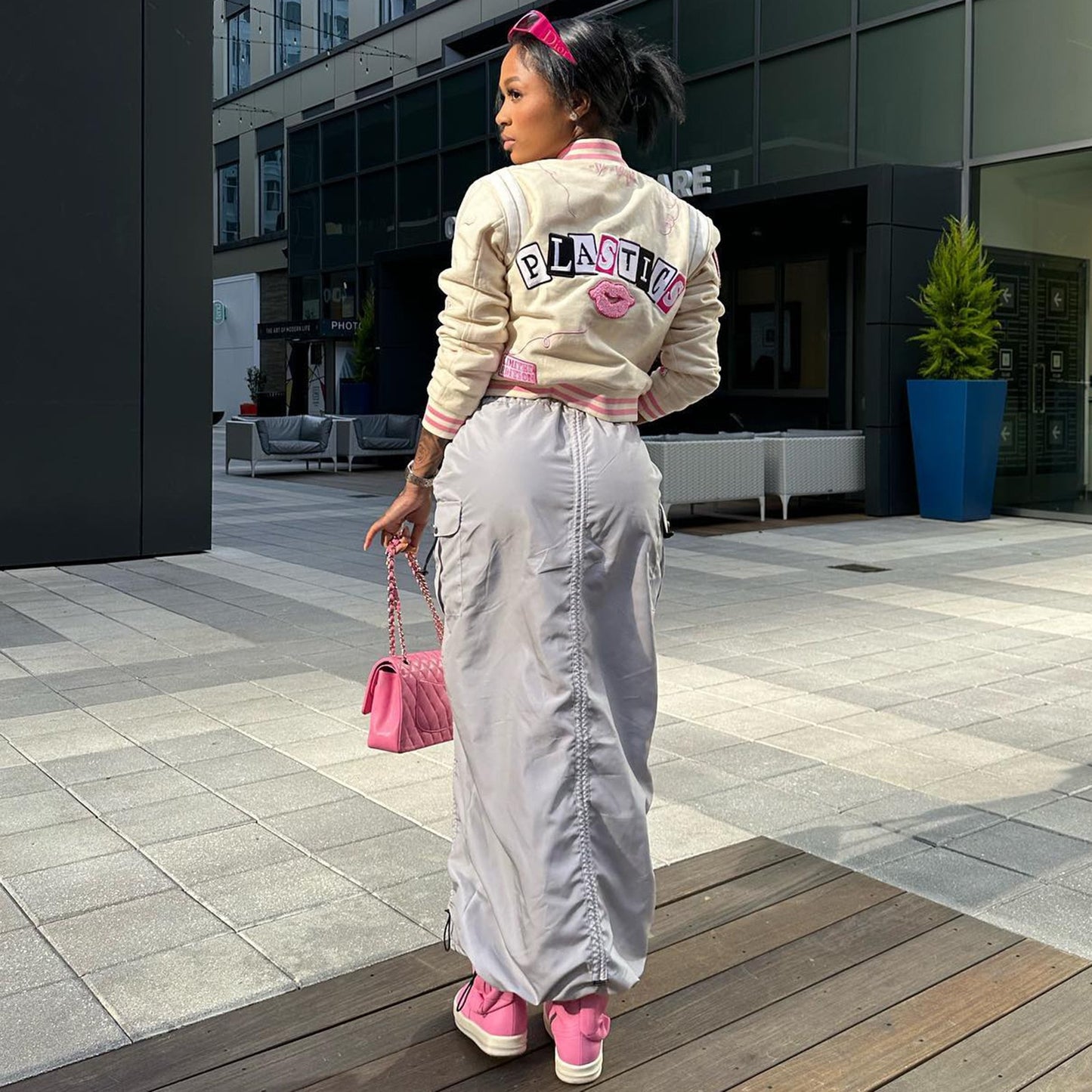 Pink Patch Varsity Jacket