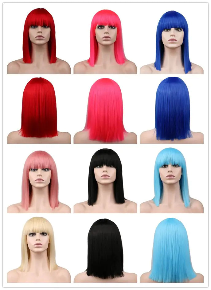 Colorful Anime Wig, Short Straight Cosplay Hair
