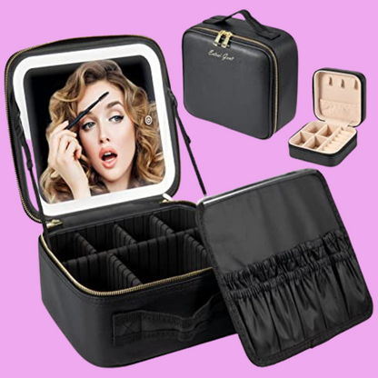 Luxury MakeUp Bag w/ built in LED Mirror