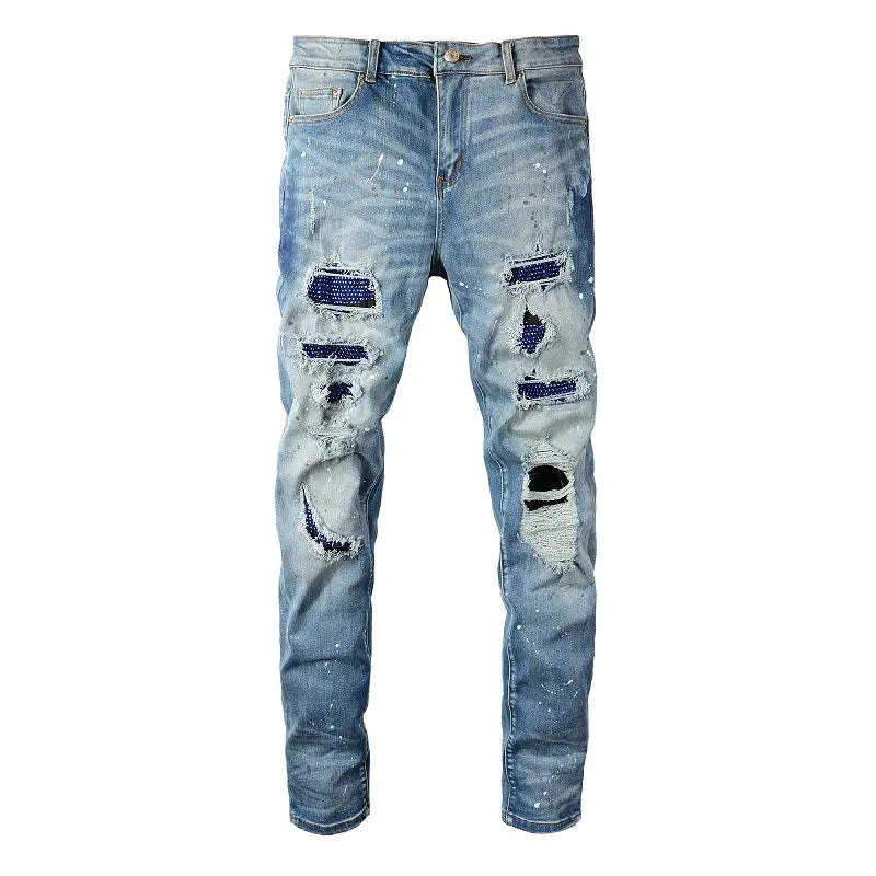 Blue Crystalized Denim Jeans