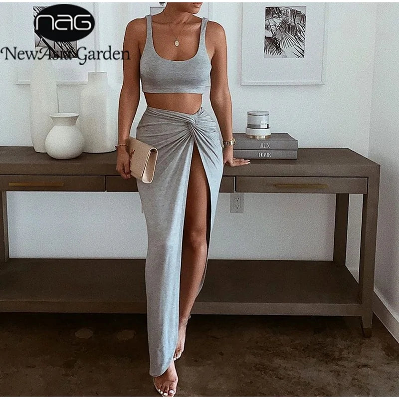 Crop Top Twist Skirt set