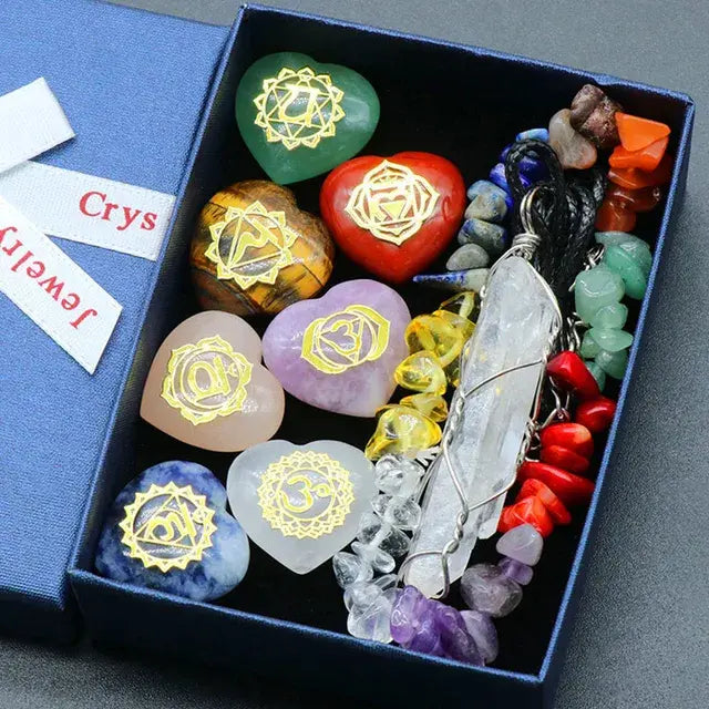 7Pcs Heart Chakra Natural Crystal Stones Set