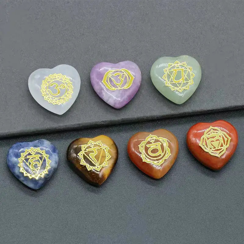 7Pcs Heart Chakra Natural Crystal Stones Set