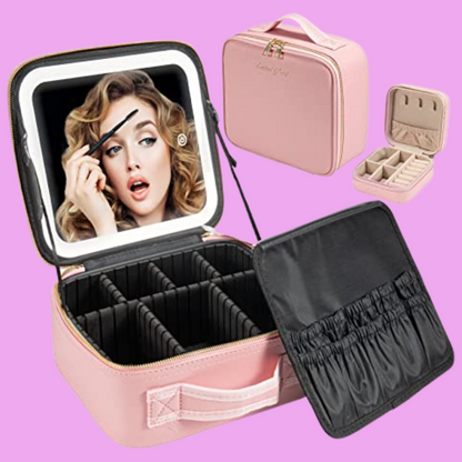 Luxury MakeUp Bag w/ built in LED Mirror