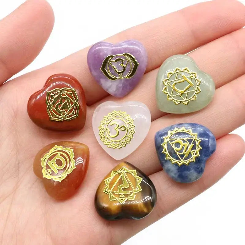 7Pcs Heart Chakra Natural Crystal Stones Set