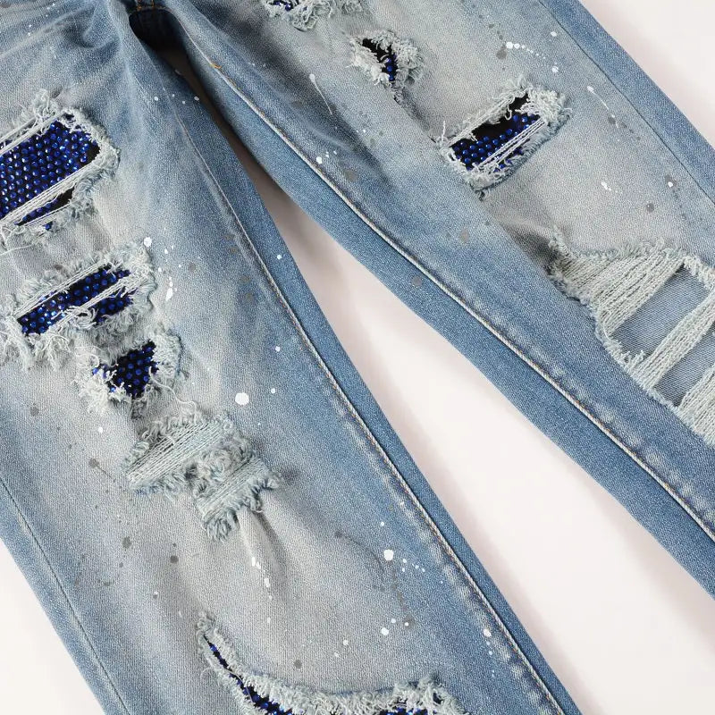 Blue Crystalized Denim Jeans