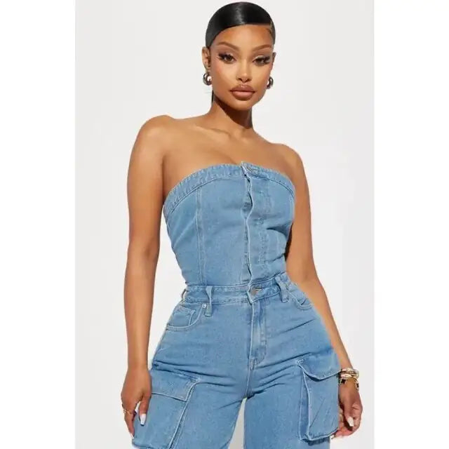 Cargo Denim Jumpsuit