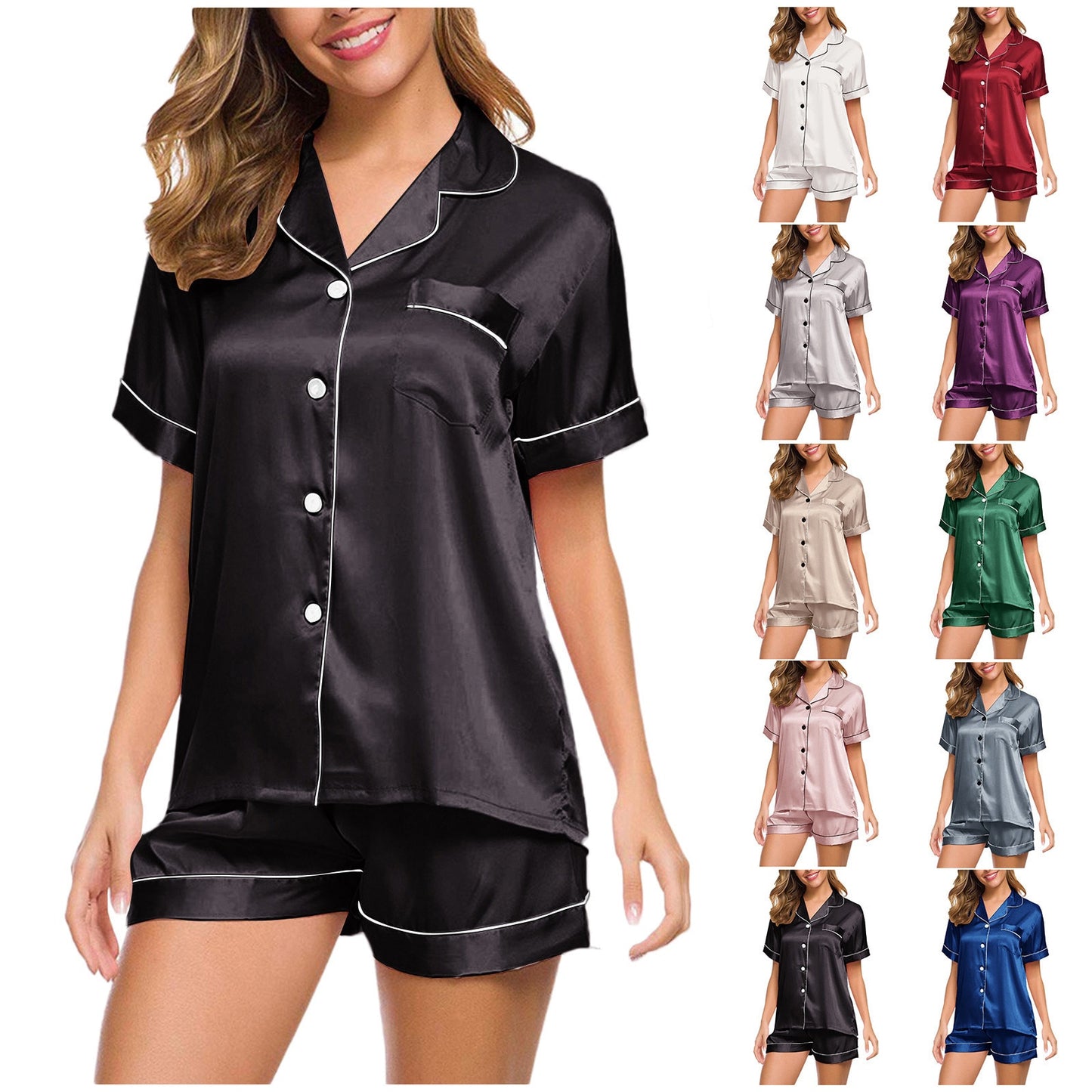 Silk Short Sleeve Pajamas